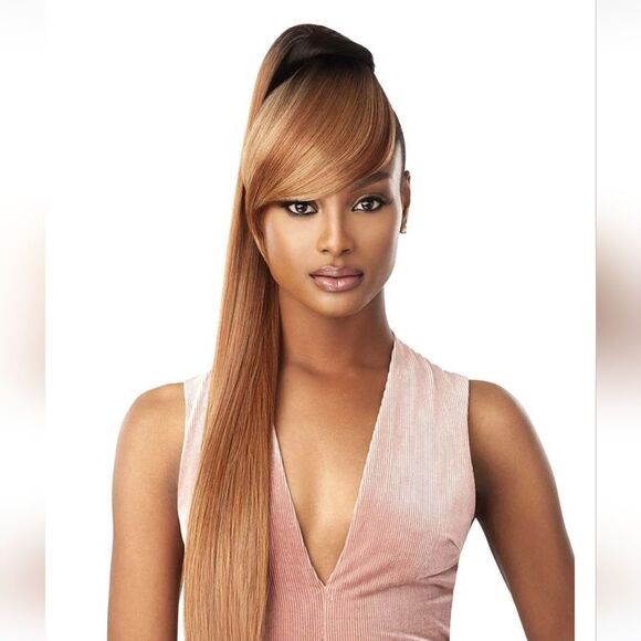Beautiful bang and ponytail quick weave wig color 2T1/30 hair